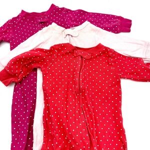 Carter's Footed Pajamas 3-Pack Polka Dot Zip Front Sleepers 6 Month Red‎ Pink